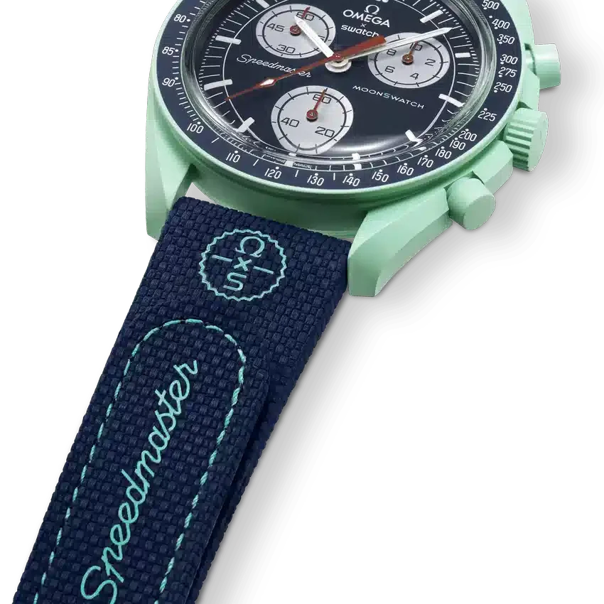 Correa de caucho MoonSwatch azul oscuro/verde