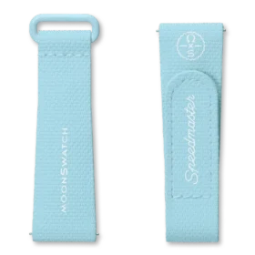Correa de hule MoonSwatch azul claro/blanco