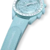 Correa de hule MoonSwatch azul claro/blanco