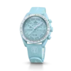 Correa de hule MoonSwatch azul claro/blanco
