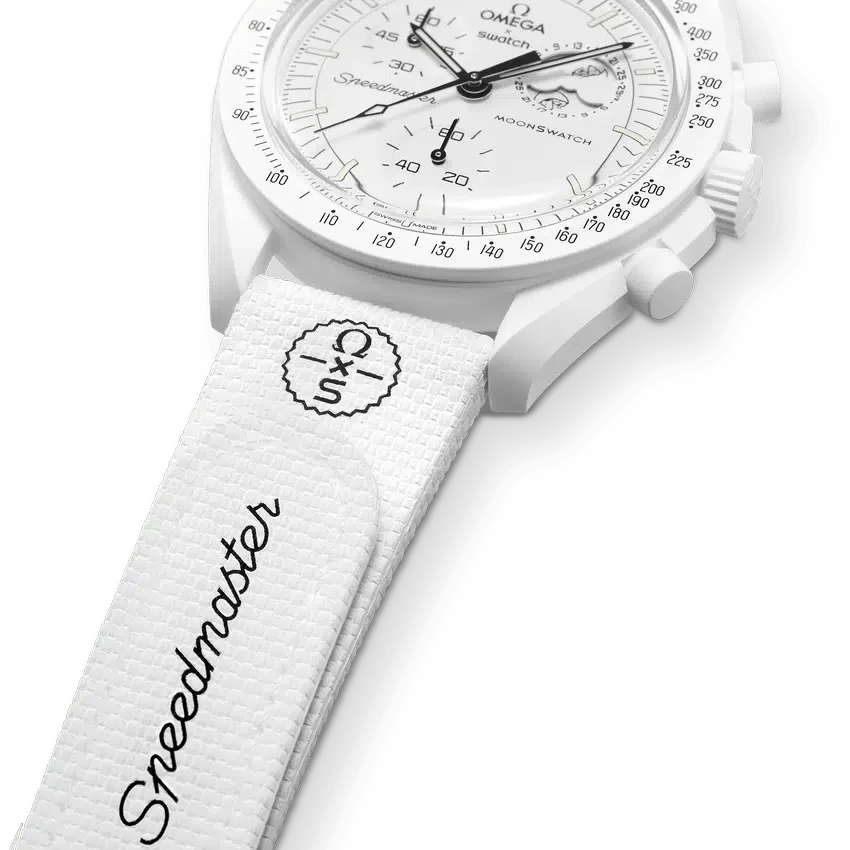 Correa de hule MoonSwatch blanca/blanca