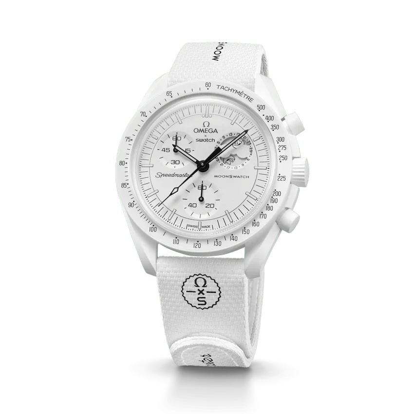 Correa de hule MoonSwatch blanca/blanca
