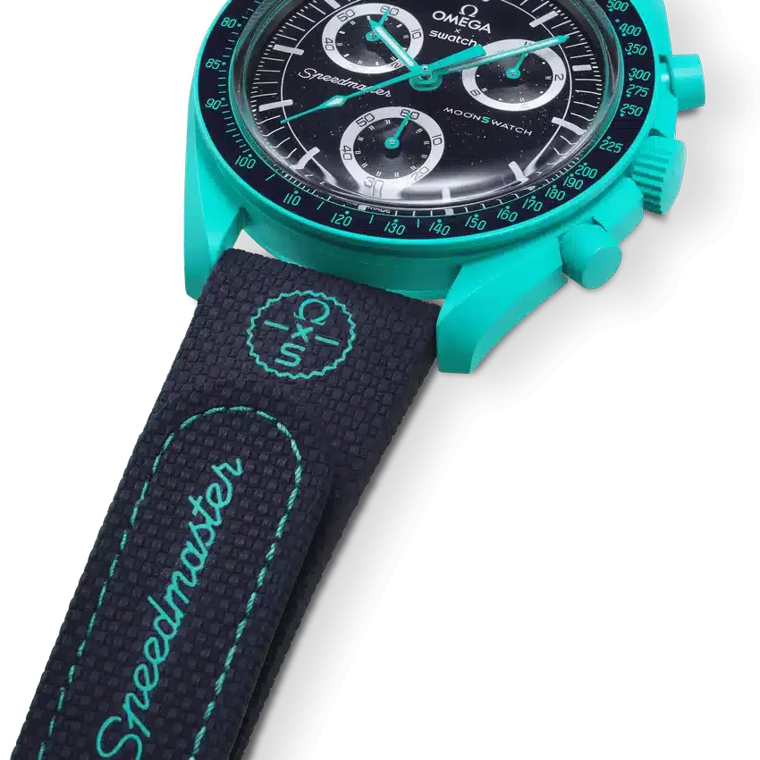 MoonSwatch de caucho azul oscuro/turquesa