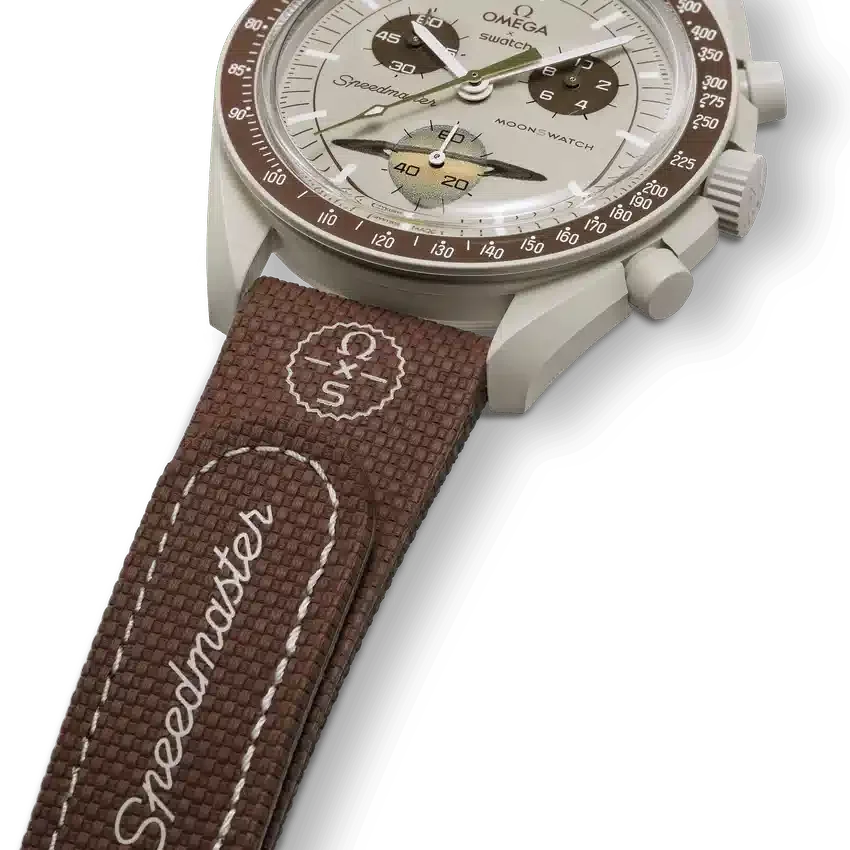 MoonSwatch de caucho marrón/beige