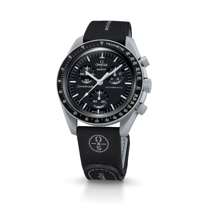 MoonSwatch de caucho negro/gris