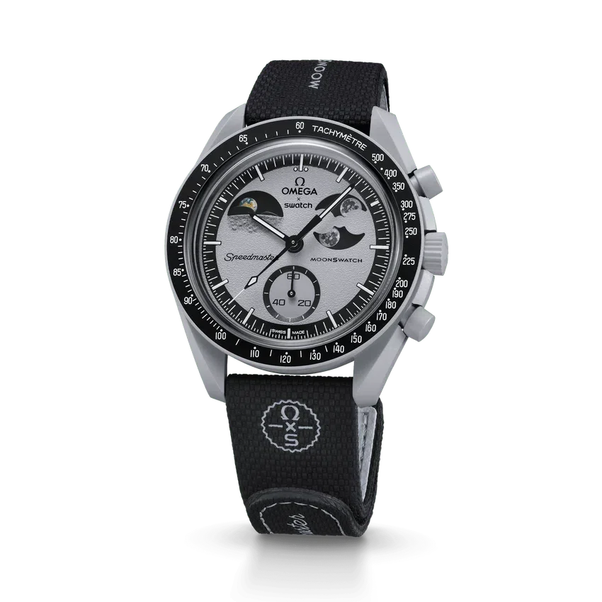 MoonSwatch de caucho negro/gris