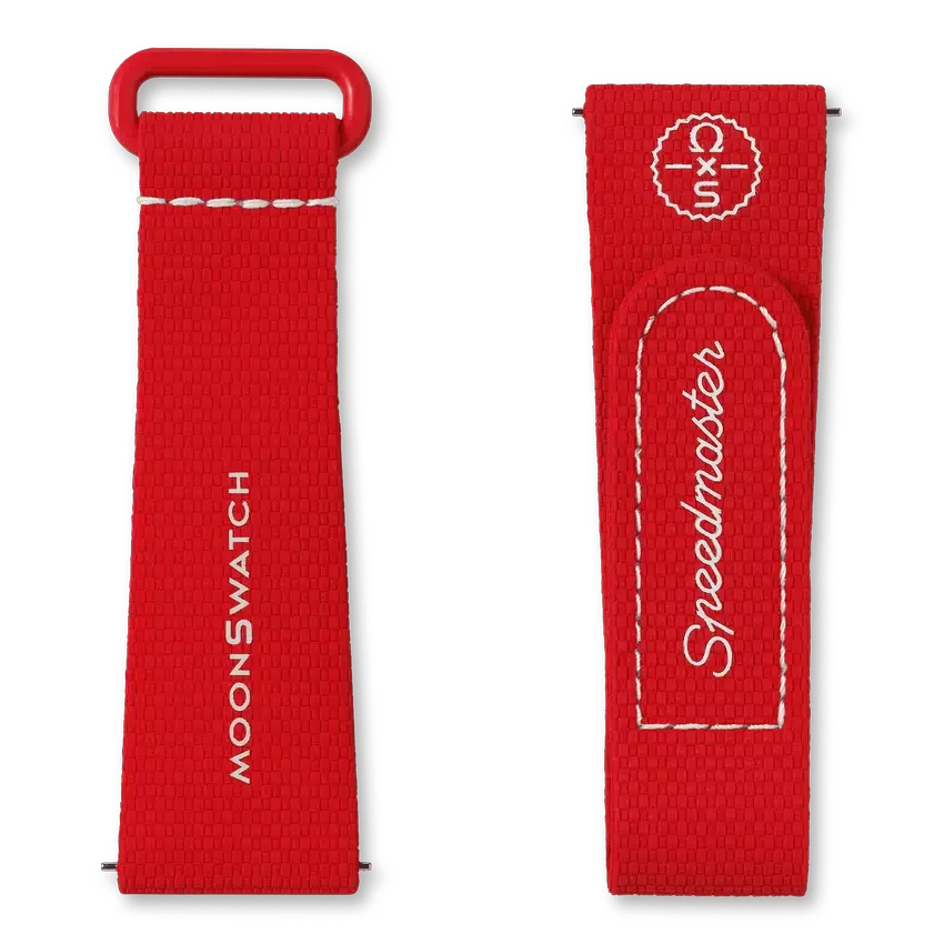 MoonSwatch de caucho rojo/blanco