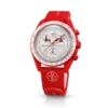 MoonSwatch de caucho rojo/blanco